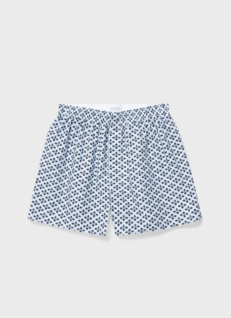 Blue Sunspel Classic Boxer Shorts | 64210-LVKI | USA