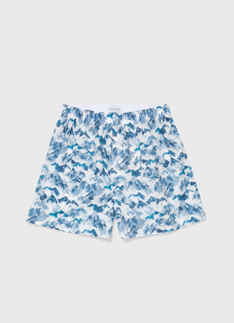 Blue Sunspel Classic Boxer Shorts in Liberty Fabric | 40186-QILS | USA