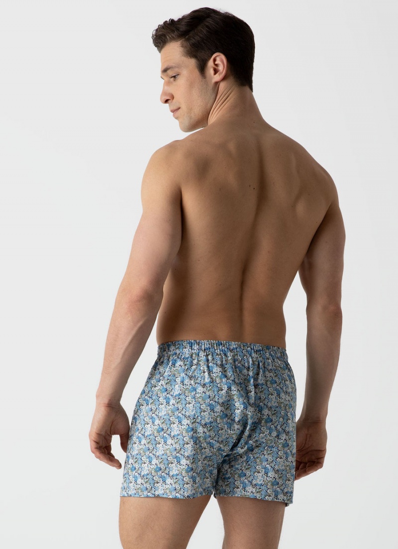 Blue Sunspel Classic Boxer Shorts in Liberty Fabric | 97405-NDYW | USA