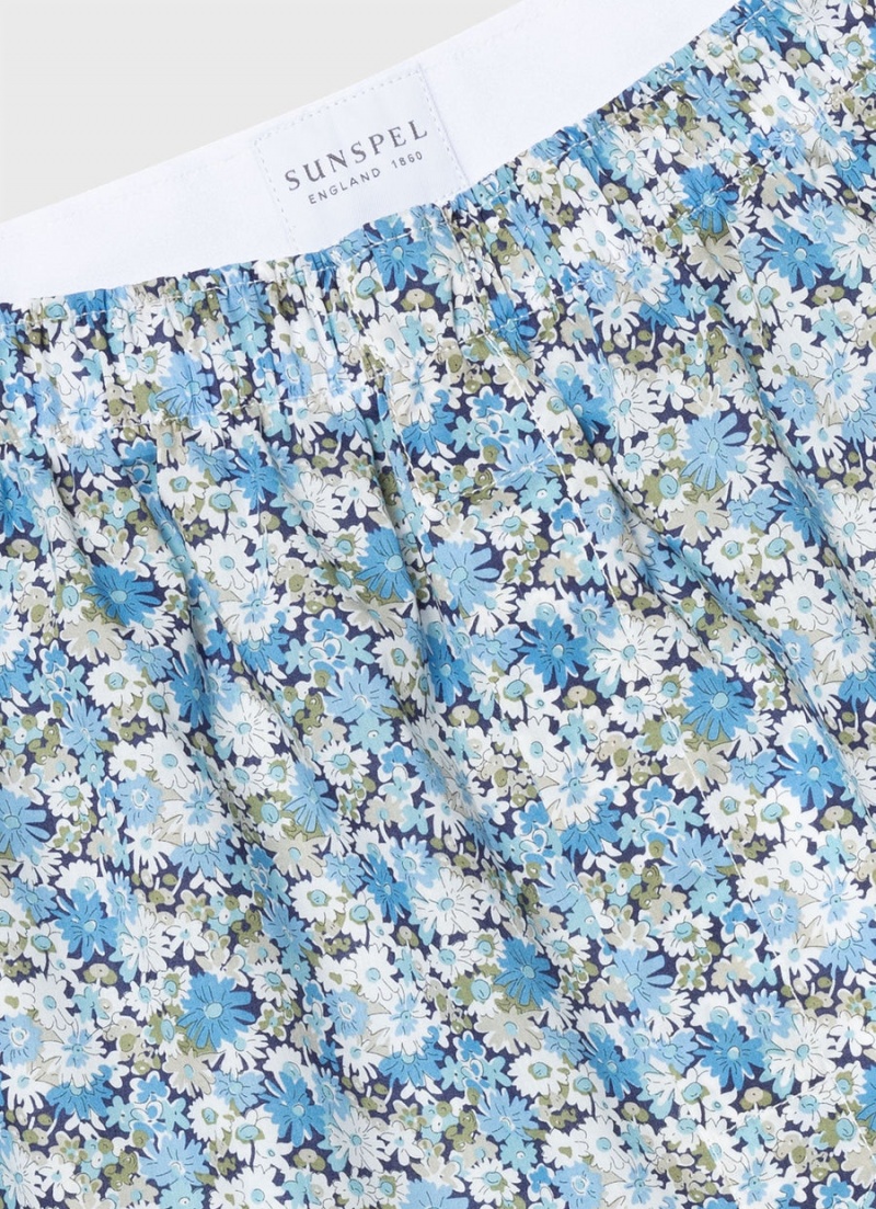 Blue Sunspel Classic Boxer Shorts in Liberty Fabric | 97405-NDYW | USA