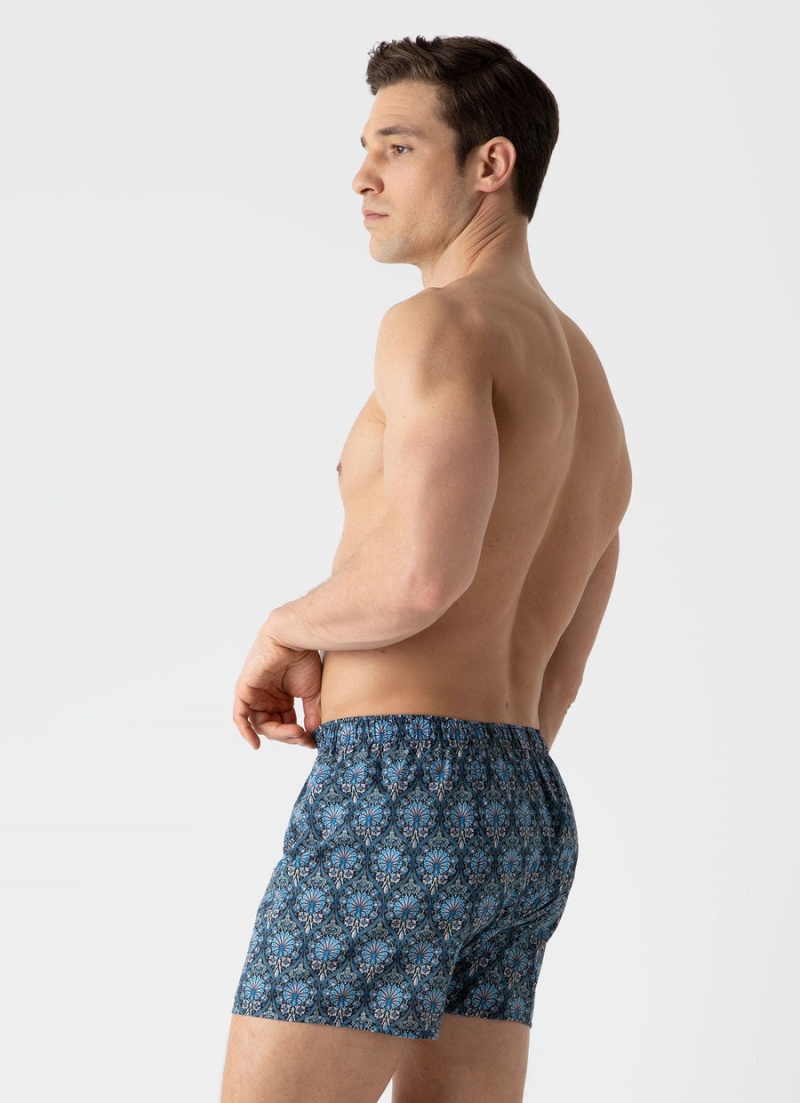 Blue Sunspel Classic Boxer Shorts in Liberty Fabric | 63840-WDRB | USA