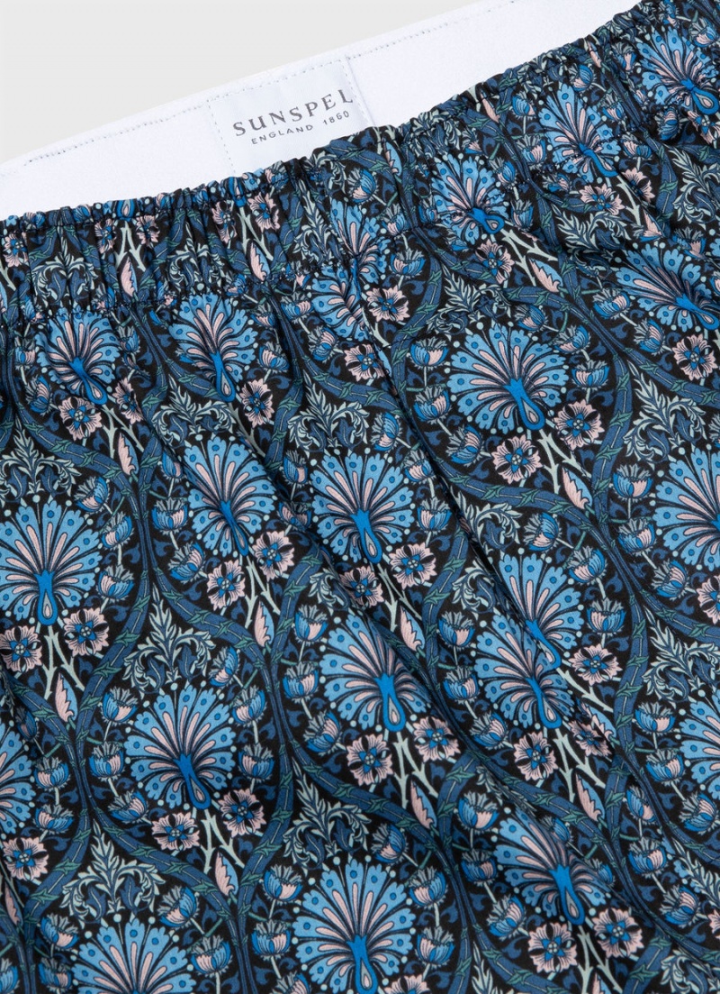 Blue Sunspel Classic Boxer Shorts in Liberty Fabric | 63840-WDRB | USA