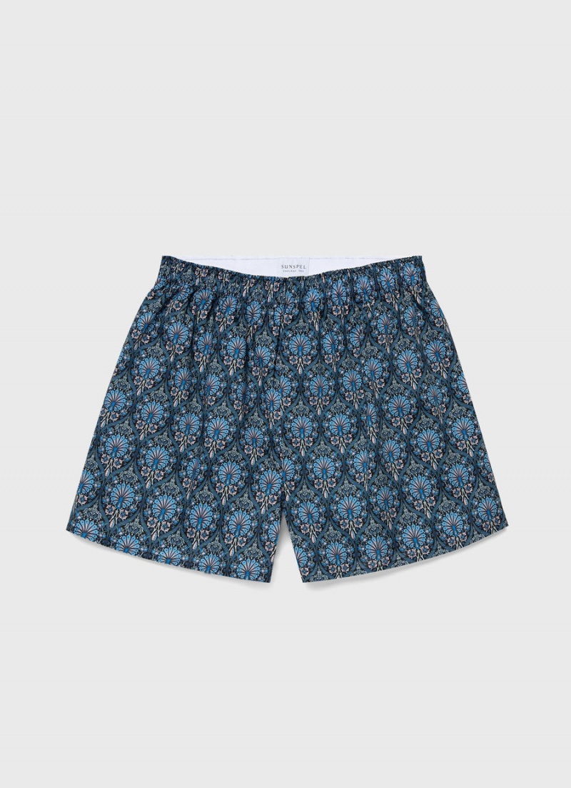 Blue Sunspel Classic Boxer Shorts in Liberty Fabric | 63840-WDRB | USA