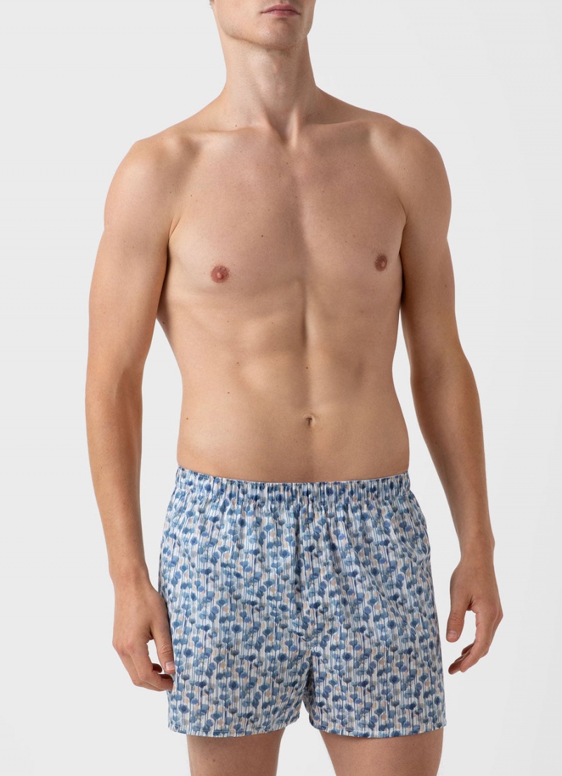 Blue Sunspel Classic Boxer Shorts in Liberty Fabric | 43275-KFZD | USA