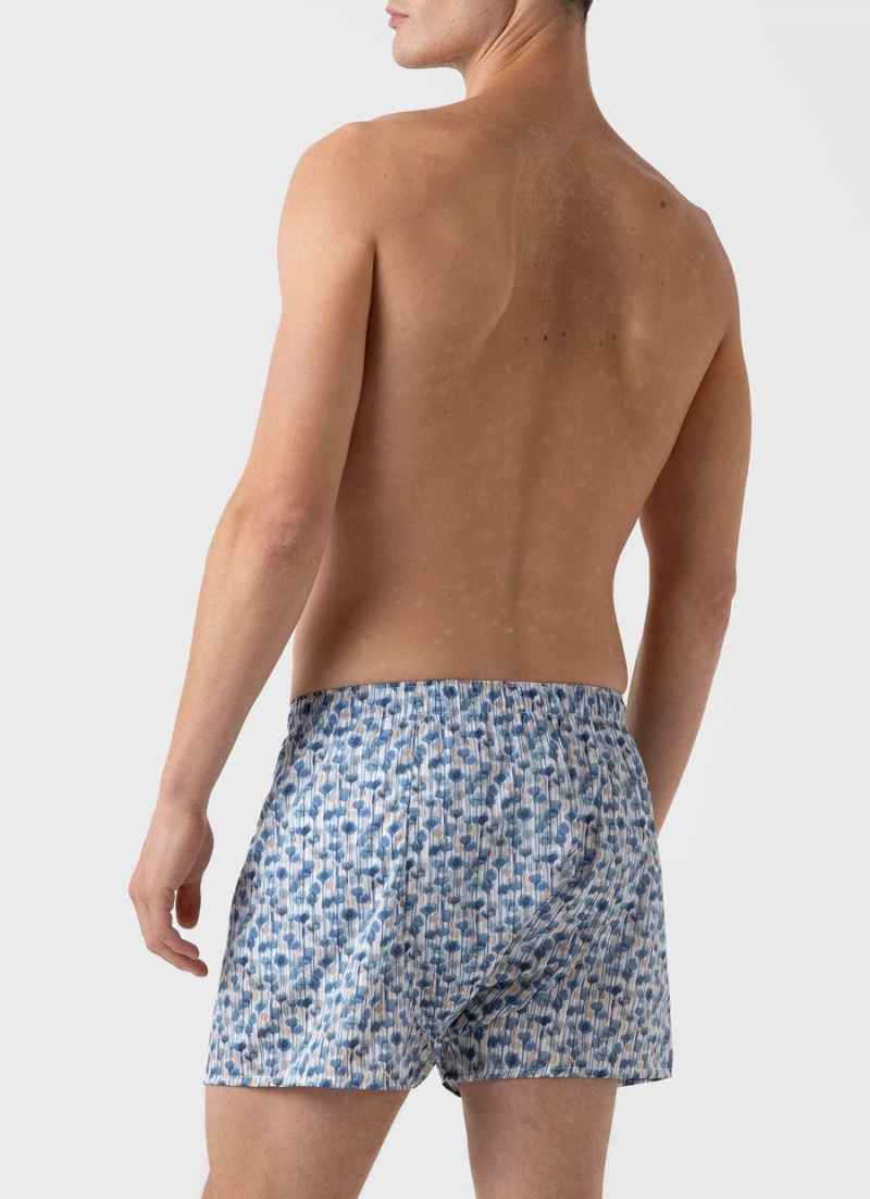 Blue Sunspel Classic Boxer Shorts in Liberty Fabric | 43275-KFZD | USA