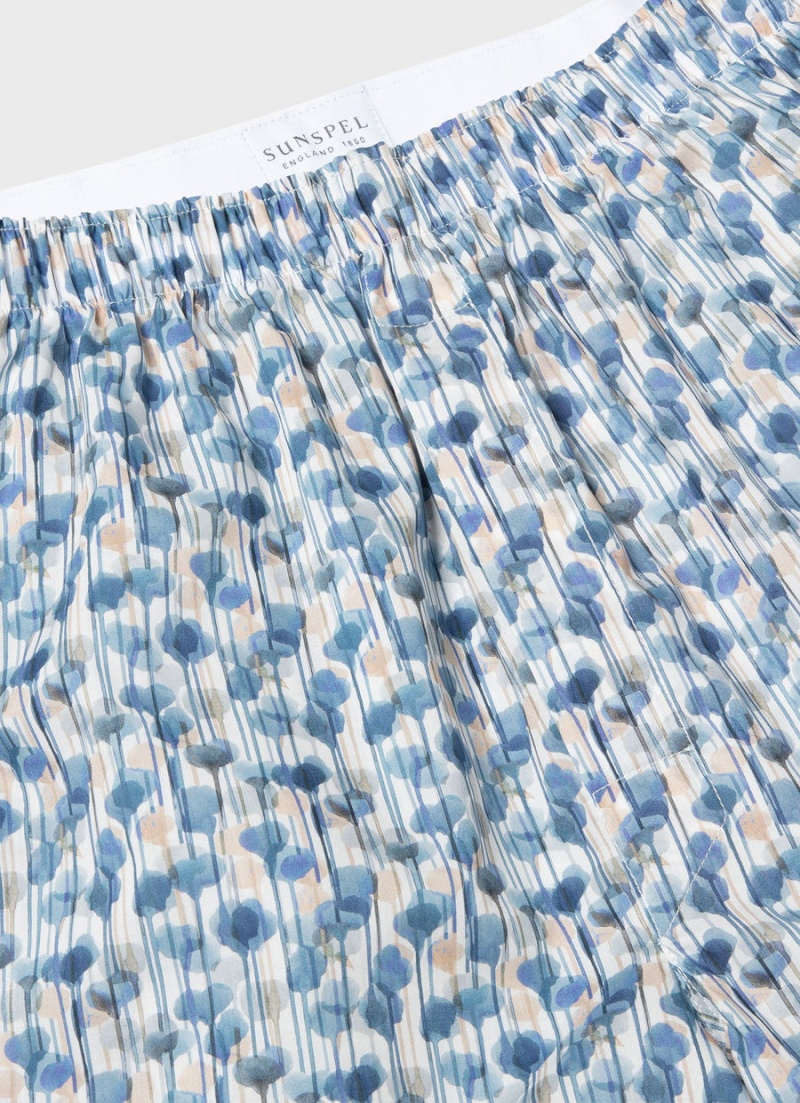 Blue Sunspel Classic Boxer Shorts in Liberty Fabric | 43275-KFZD | USA