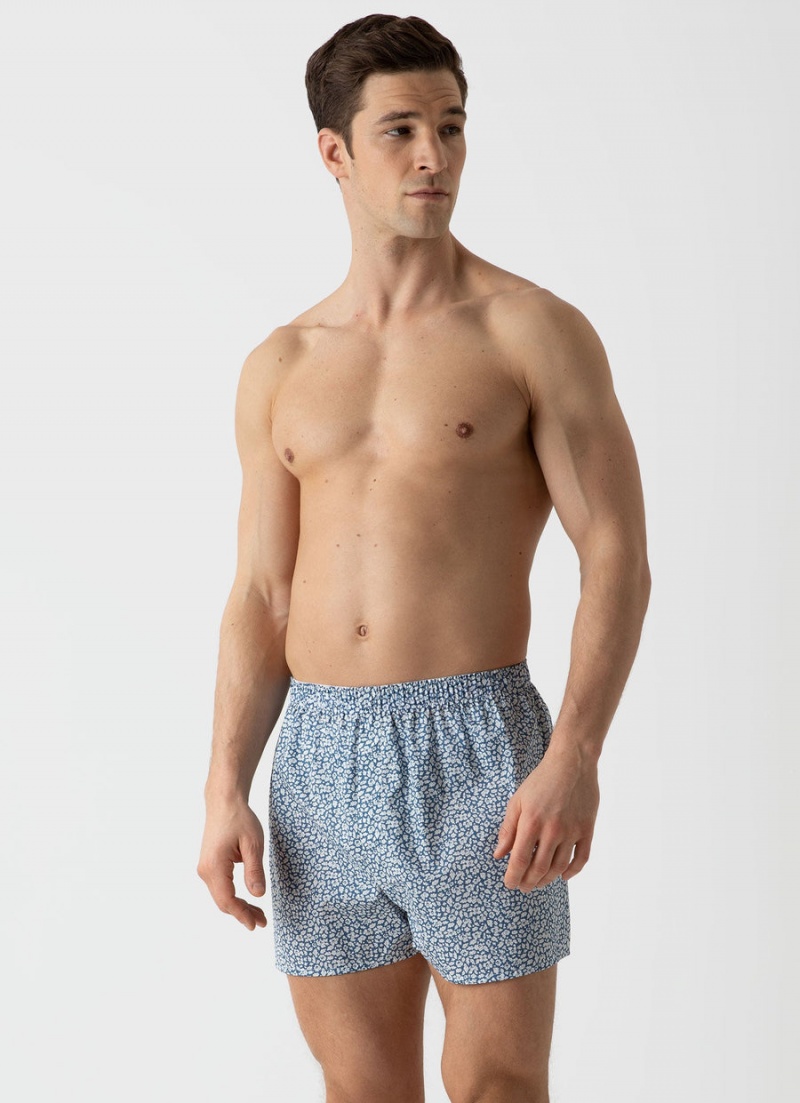 Blue Sunspel Classic Boxer Shorts in Liberty Fabric | 81536-MKZE | USA