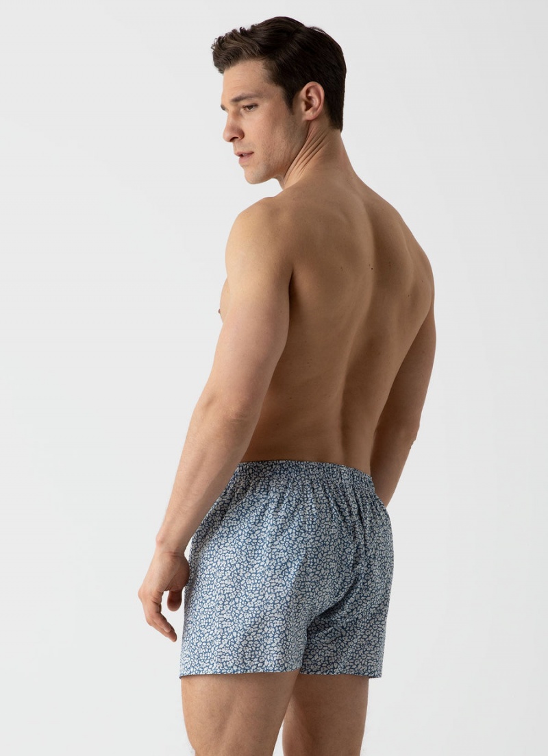 Blue Sunspel Classic Boxer Shorts in Liberty Fabric | 81536-MKZE | USA