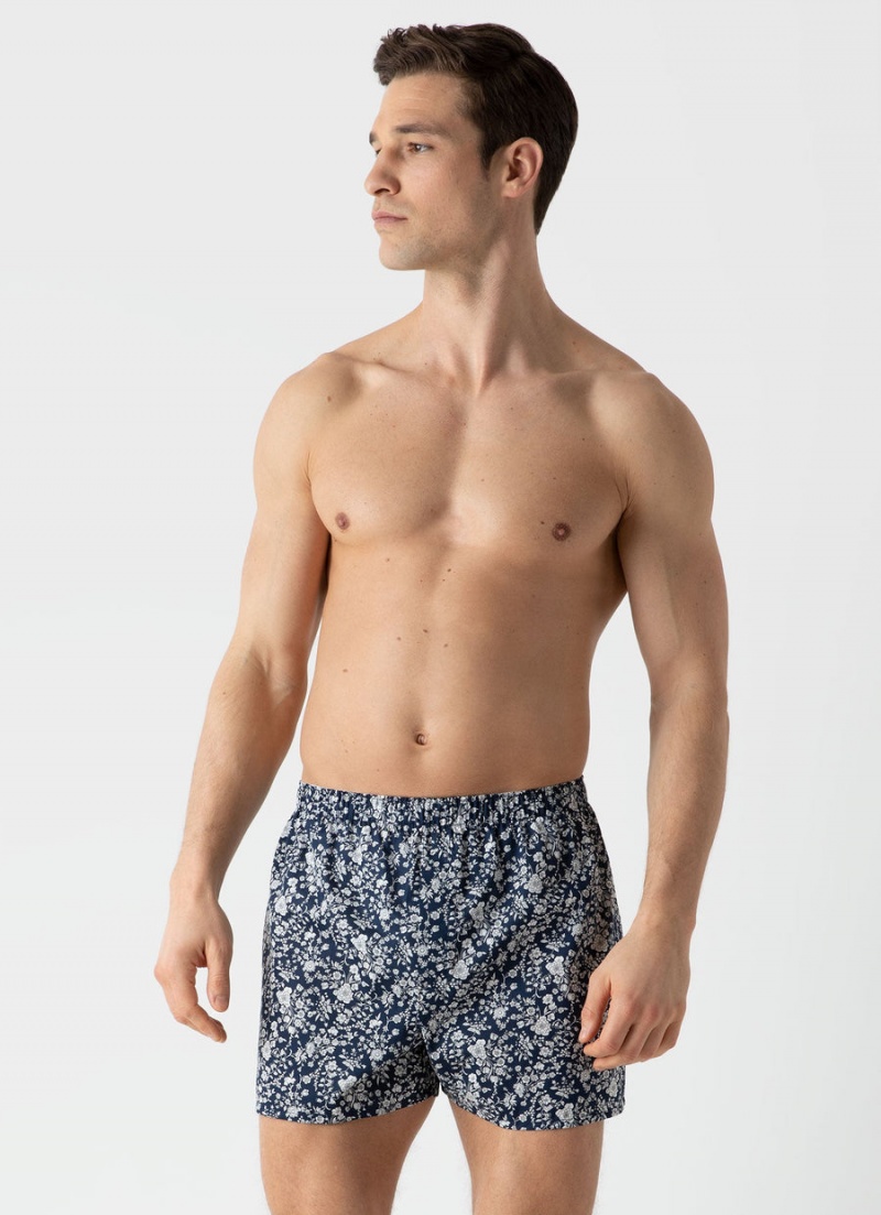 Blue Sunspel Classic Boxer Shorts in Liberty Fabric | 54967-UXOJ | USA