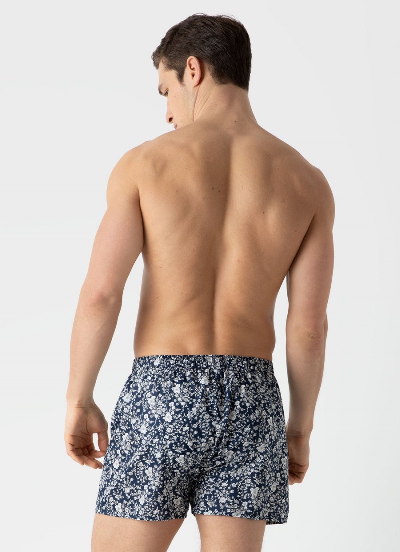 Blue Sunspel Classic Boxer Shorts in Liberty Fabric | 54967-UXOJ | USA