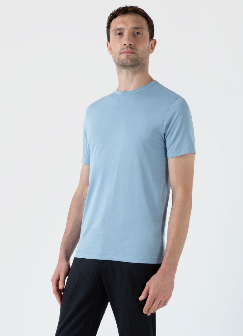 Blue Sunspel Classic T-shirt | 69854-QDSZ | USA