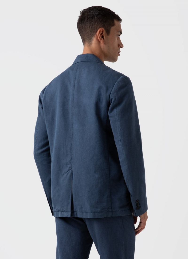 Blue Sunspel Cotton Linen Unstructured Blazer | 43150-OFIK | USA