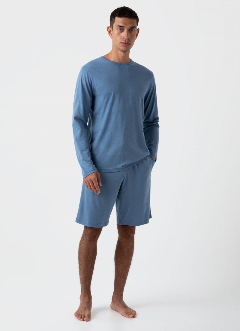 Blue Sunspel Cotton Modal Lounge Shorts | 25917-EAVF | USA