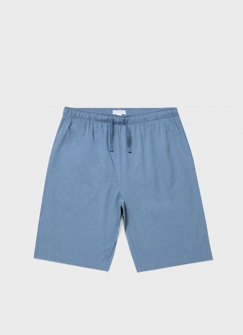 Blue Sunspel Cotton Modal Lounge Shorts | 25917-EAVF | USA