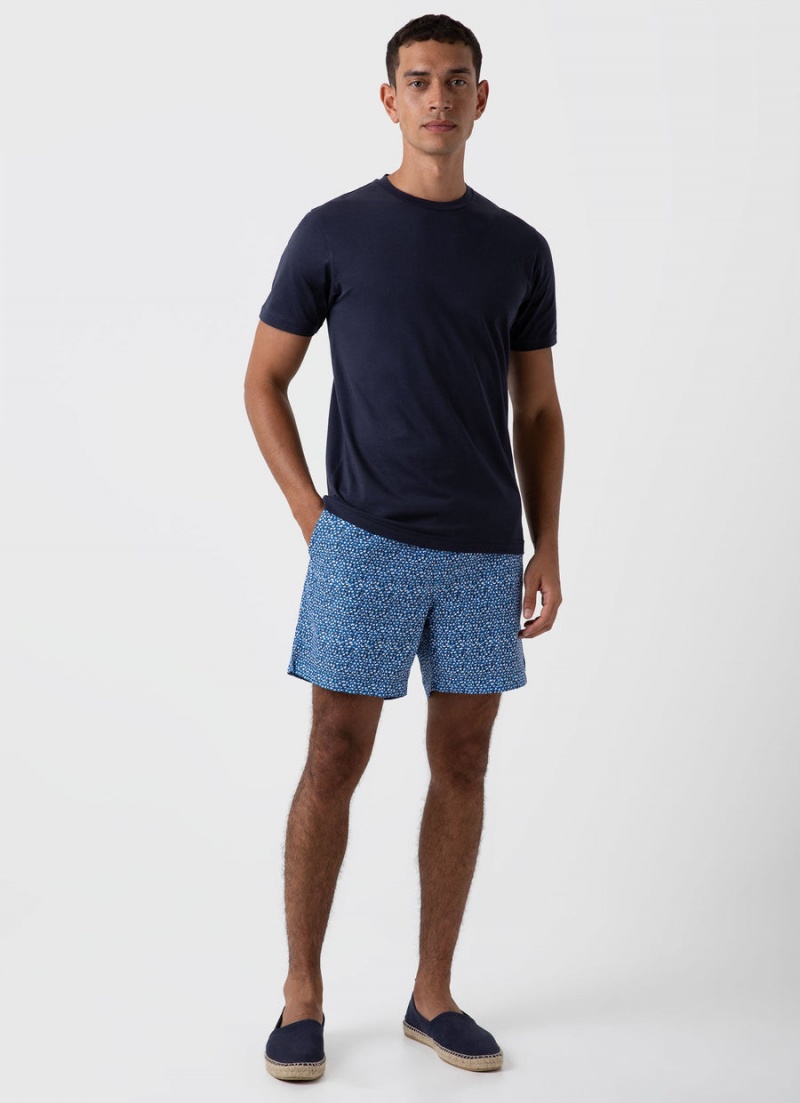 Blue Sunspel Drawstring Swim Shorts | 13495-QRJT | USA