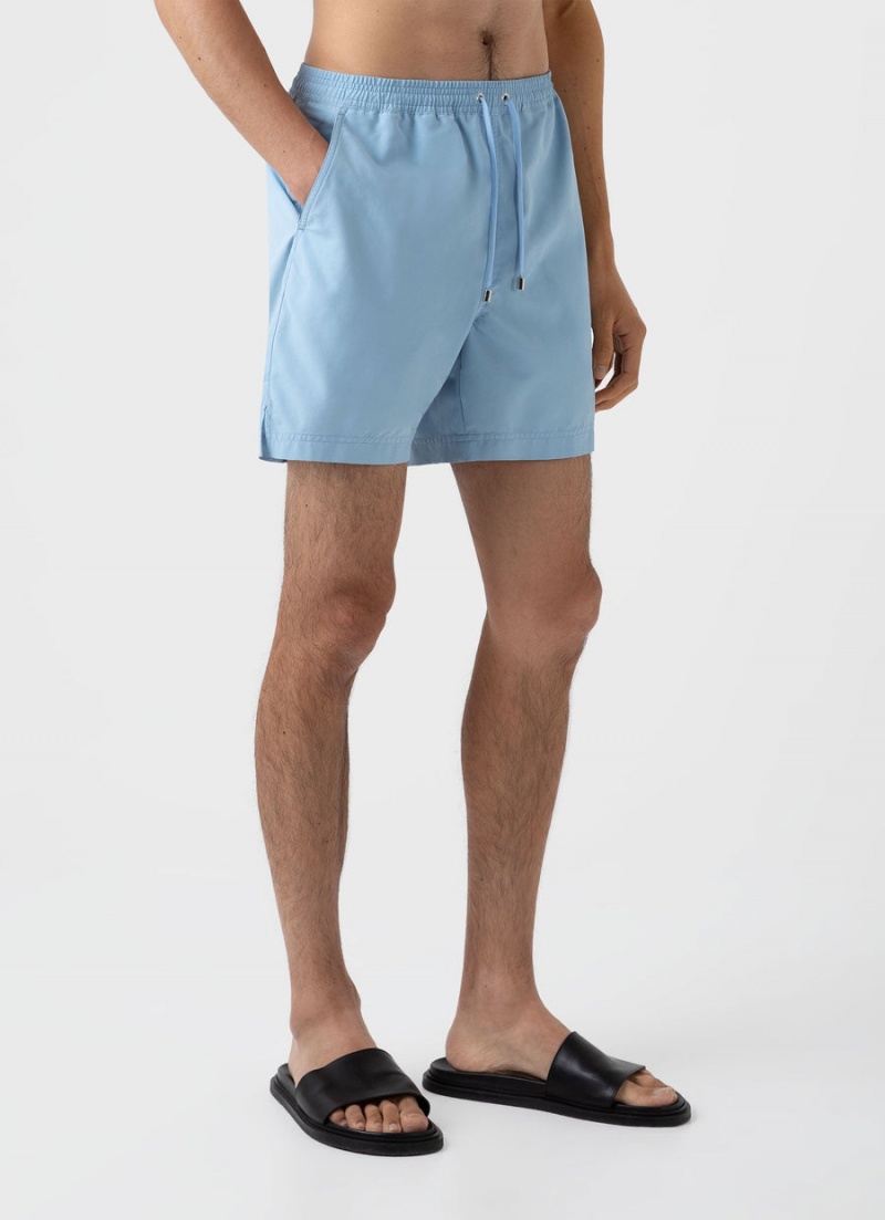 Blue Sunspel Drawstring Swim Shorts | 36410-SDKI | USA