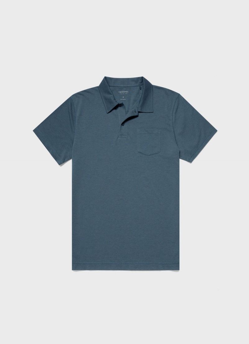 Blue Sunspel DriRelease Active Polo Shirt | 10273-JZSO | USA