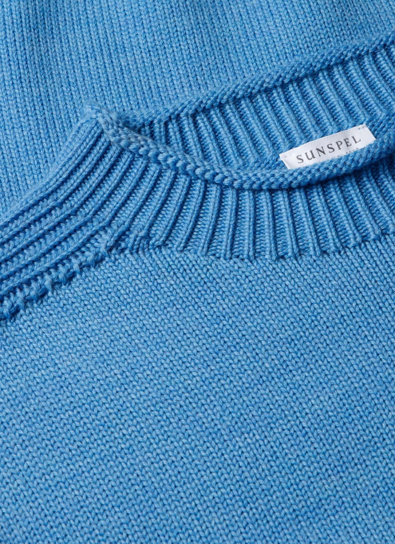 Blue Sunspel English Merino Fisherman Jumper | 35418-MVLT | USA