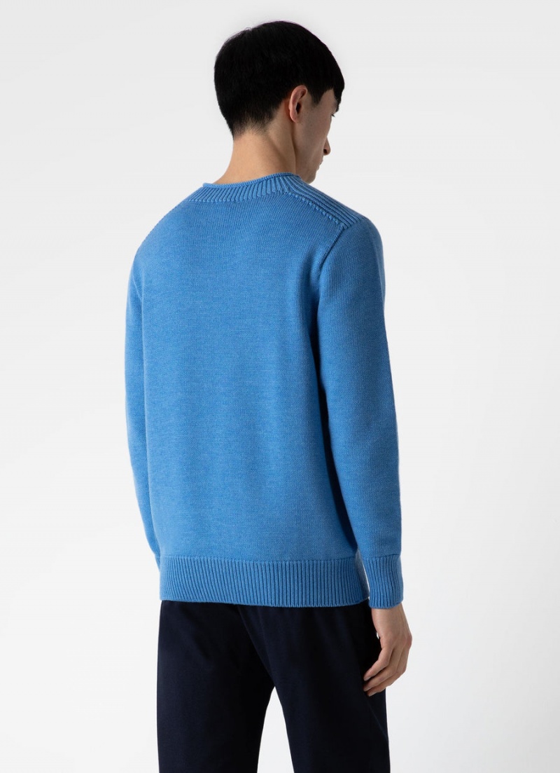 Blue Sunspel English Merino Fisherman Jumper | 35418-MVLT | USA