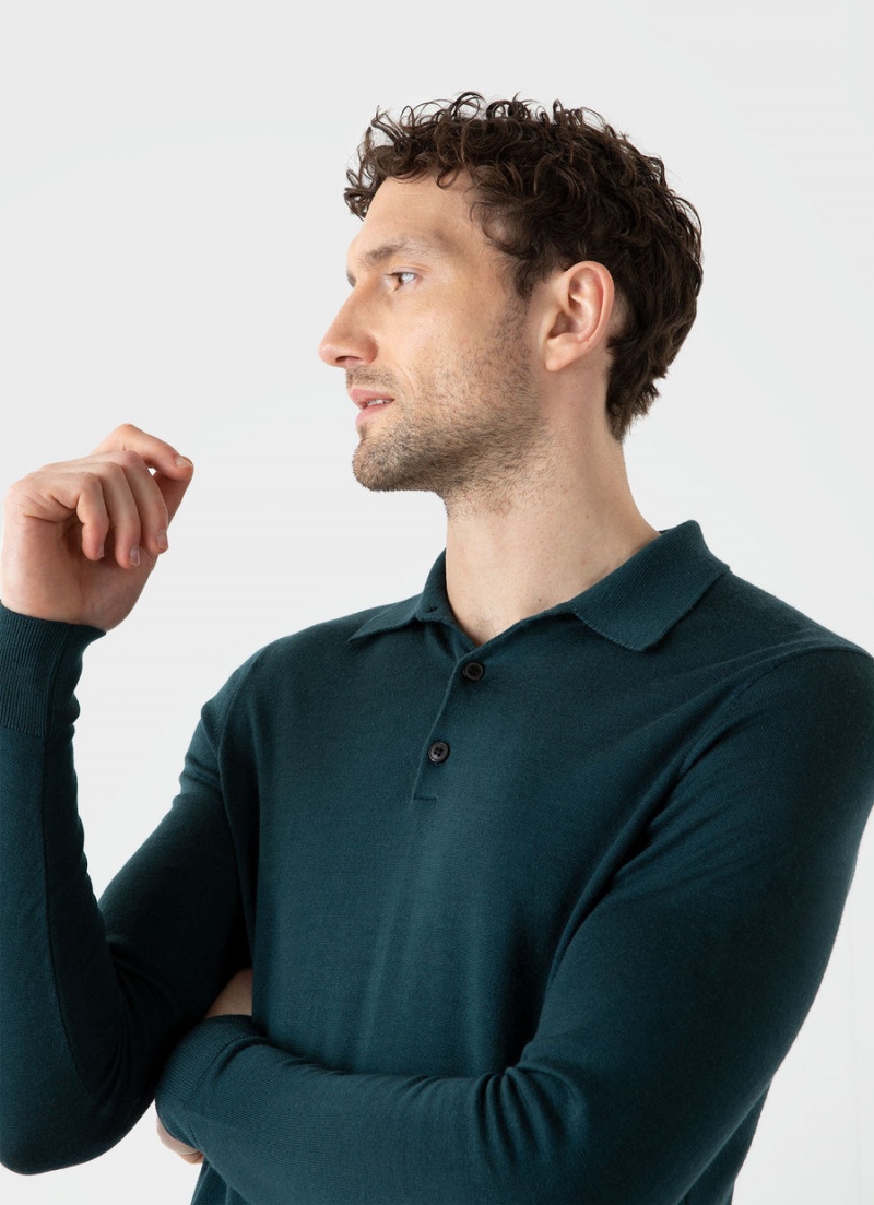 Blue Sunspel Extra‑Fine Merino Polo Shirt | 24130-KWEL | USA