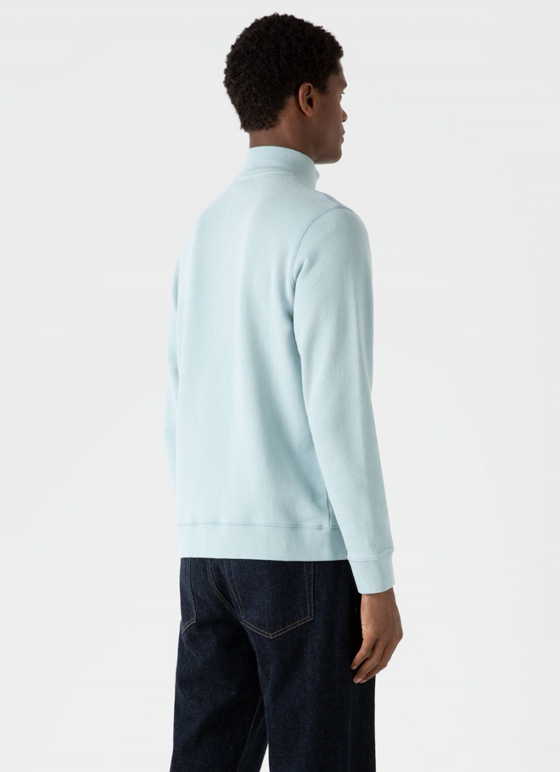 Blue Sunspel Half Zip Loopback Sweatshirt | 15648-GDNI | USA