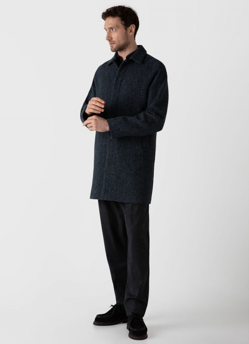 Blue Sunspel Harris Tweed Car Coat | 70943-UJYO | USA