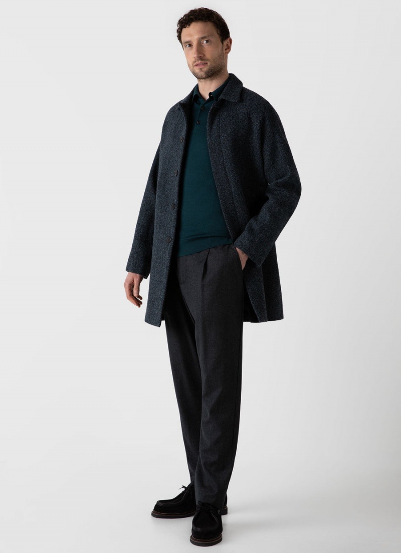 Blue Sunspel Harris Tweed Car Coat | 70943-UJYO | USA