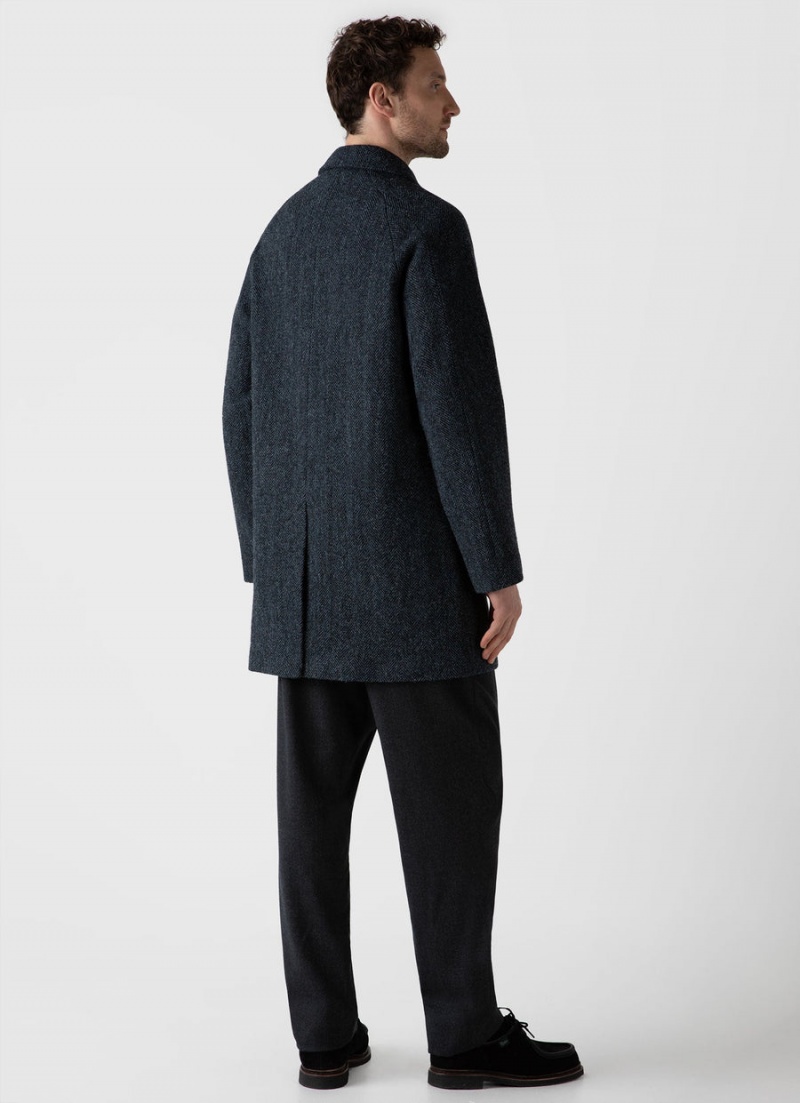 Blue Sunspel Harris Tweed Car Coat | 70943-UJYO | USA