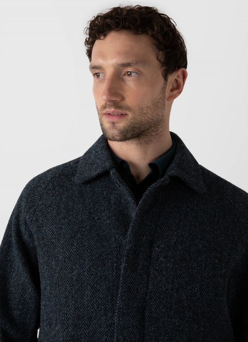 Blue Sunspel Harris Tweed Car Coat | 70943-UJYO | USA