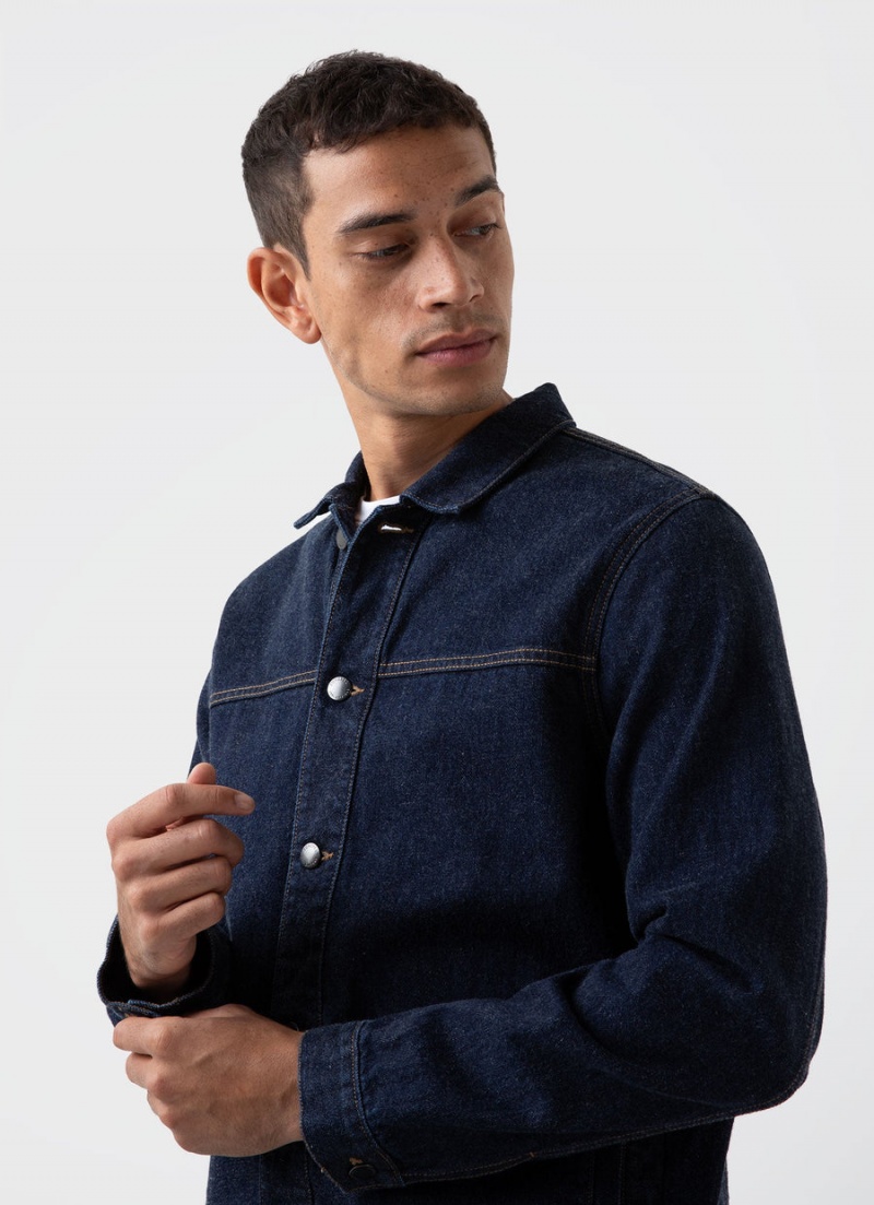 Blue Sunspel Japanese Selvedge Denim Jacket | 37649-GUYM | USA