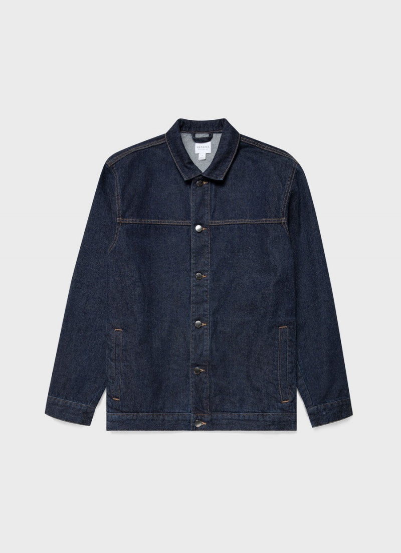 Blue Sunspel Japanese Selvedge Denim Jacket | 37649-GUYM | USA