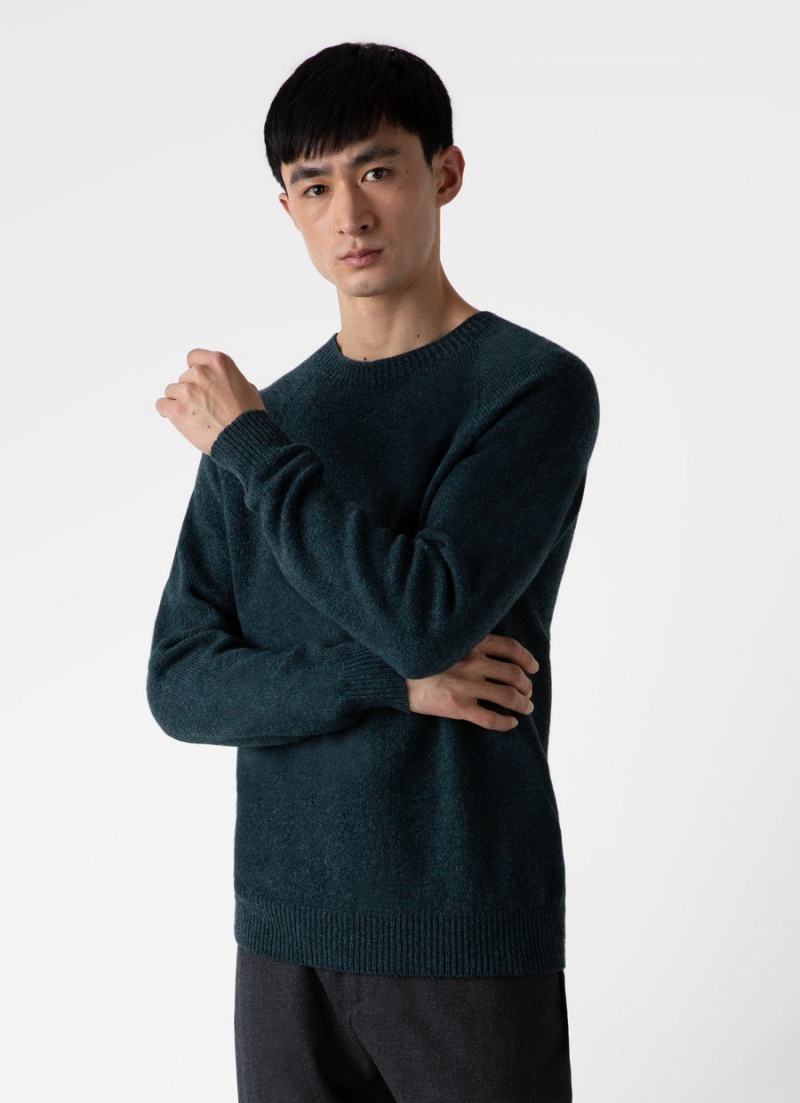 Blue Sunspel Lambswool Crew Neck Jumper | 09871-ROSC | USA