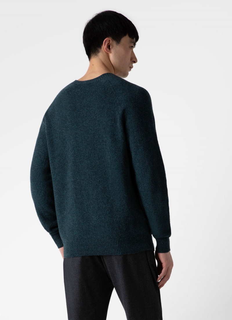 Blue Sunspel Lambswool Crew Neck Jumper | 09871-ROSC | USA