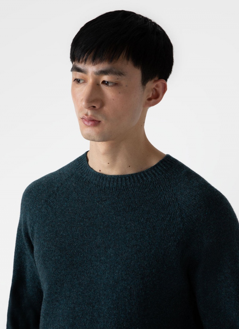 Blue Sunspel Lambswool Crew Neck Jumper | 09871-ROSC | USA