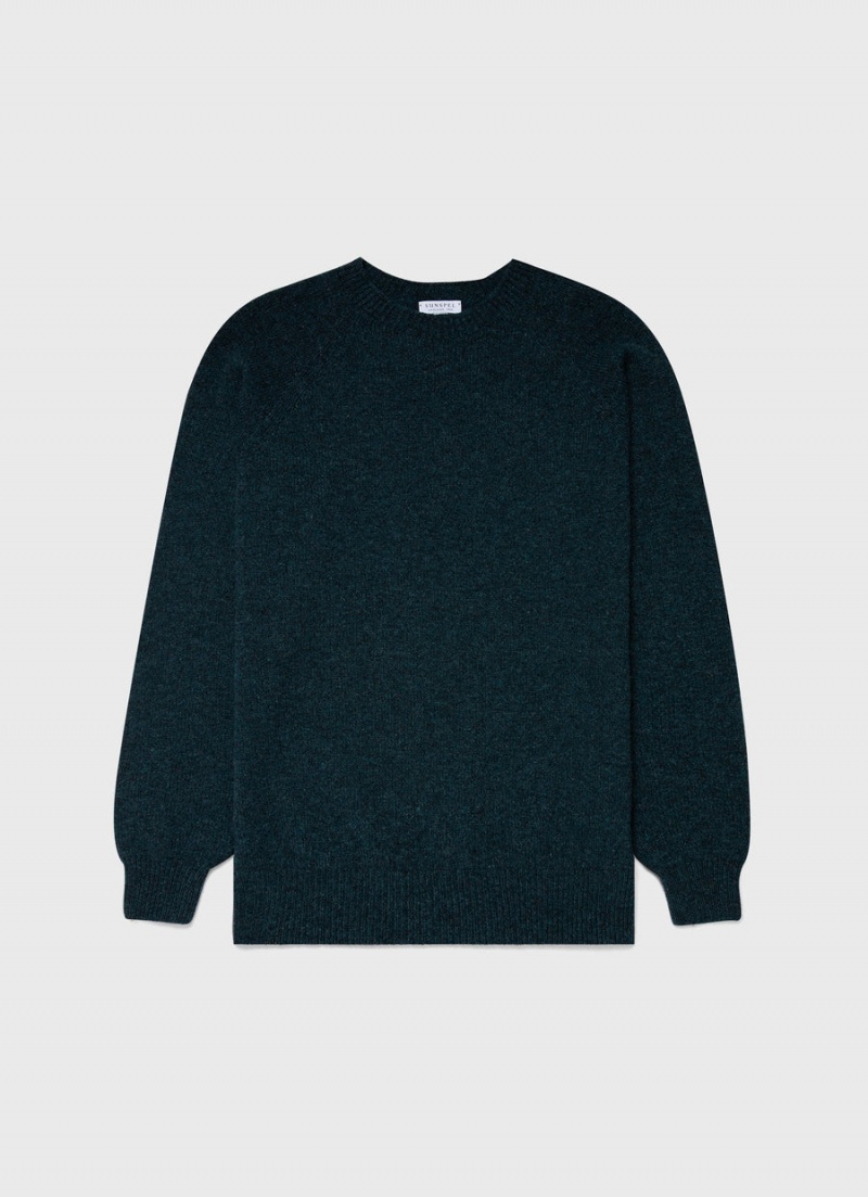 Blue Sunspel Lambswool Crew Neck Jumper | 09871-ROSC | USA