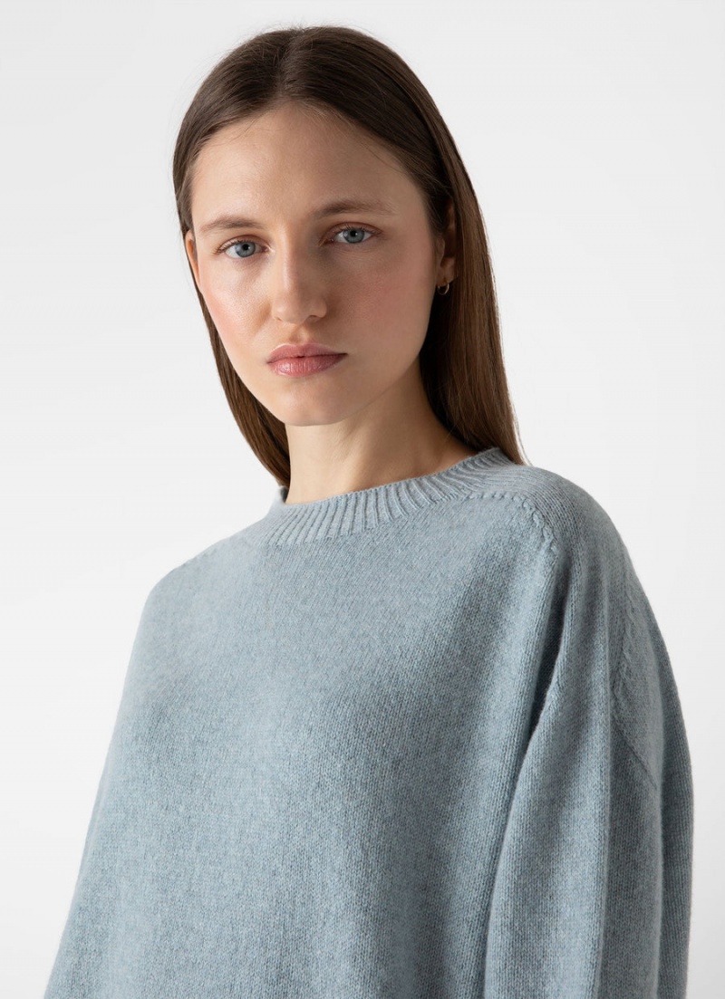 Blue Sunspel Lambswool Crewneck Jumper | 47316-MQBW | USA