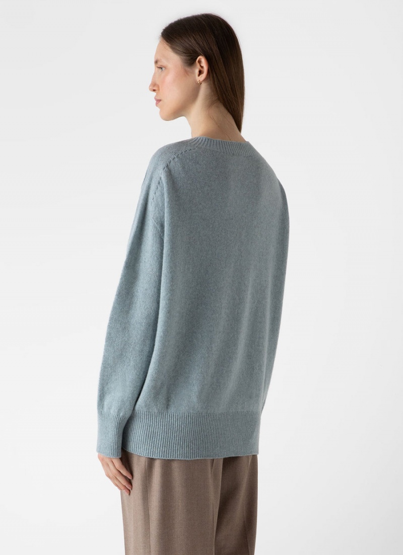 Blue Sunspel Lambswool Crewneck Jumper | 47316-MQBW | USA