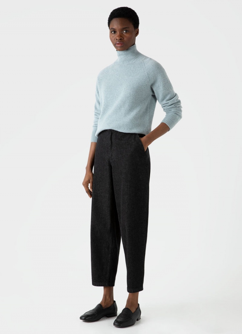 Blue Sunspel Lambswool Funnel Neck Jumper | 23198-HWVQ | USA