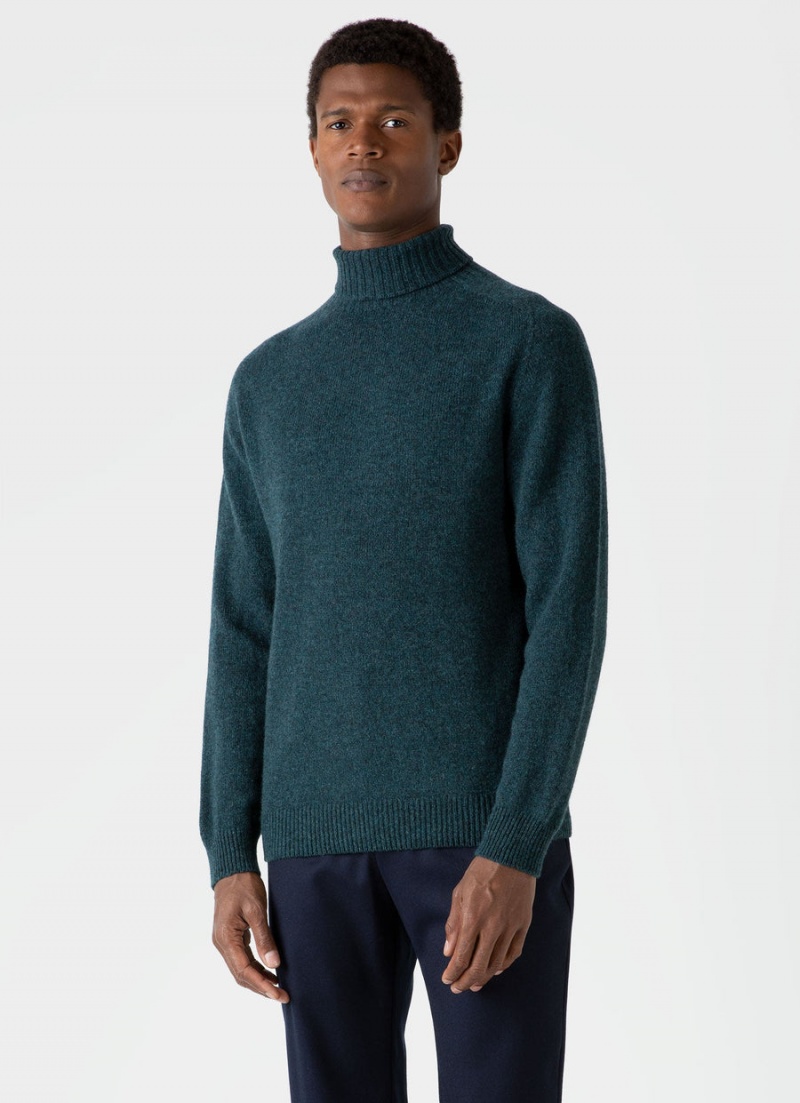 Blue Sunspel Lambswool Roll Neck | 83425-XKQI | USA