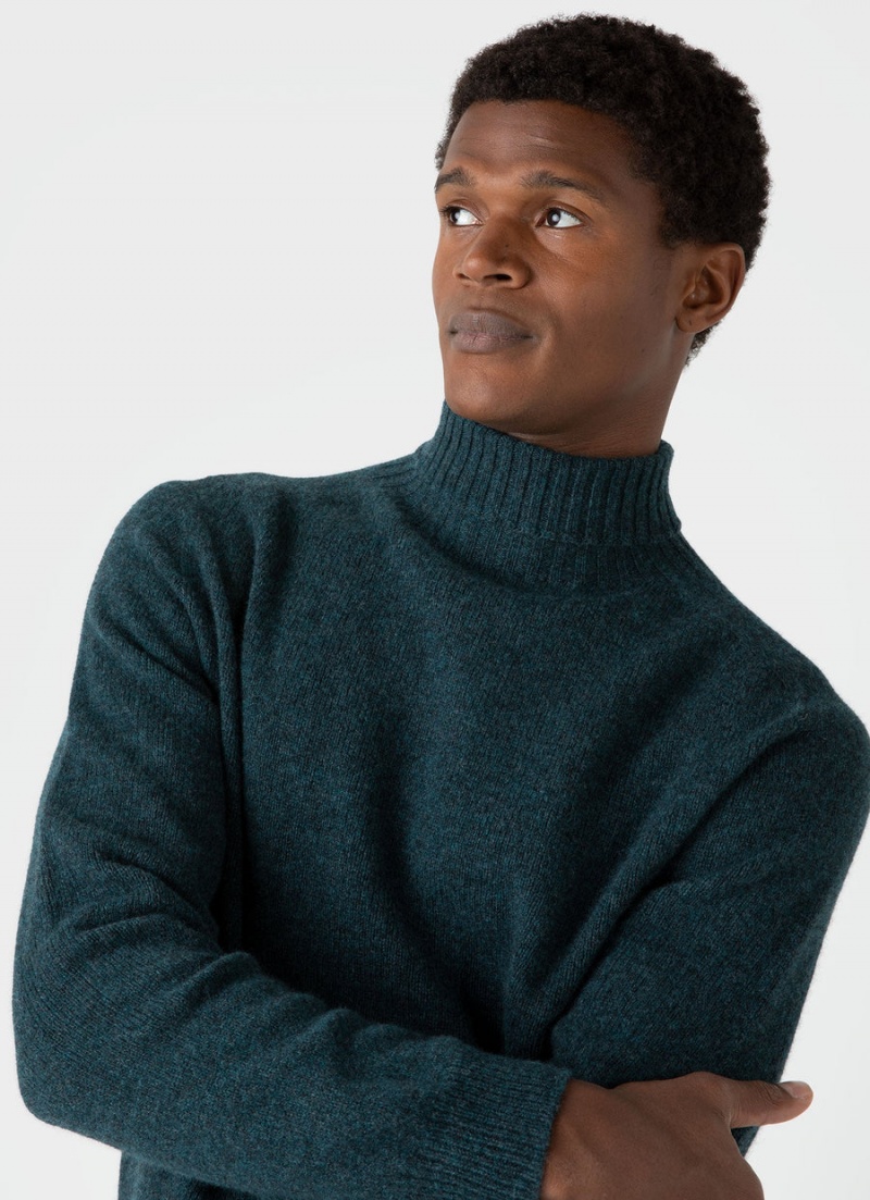 Blue Sunspel Lambswool Roll Neck | 83425-XKQI | USA