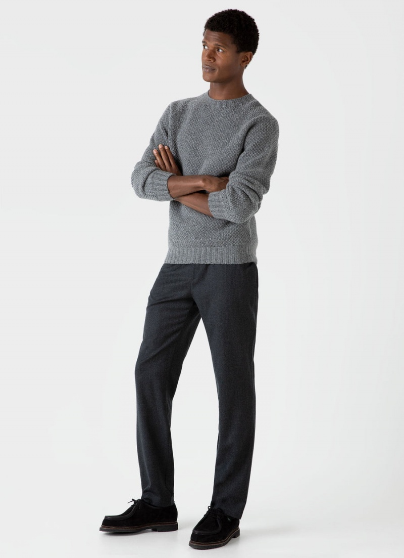 Blue Sunspel Lambswool Textured Jumper | 15923-RPZQ | USA