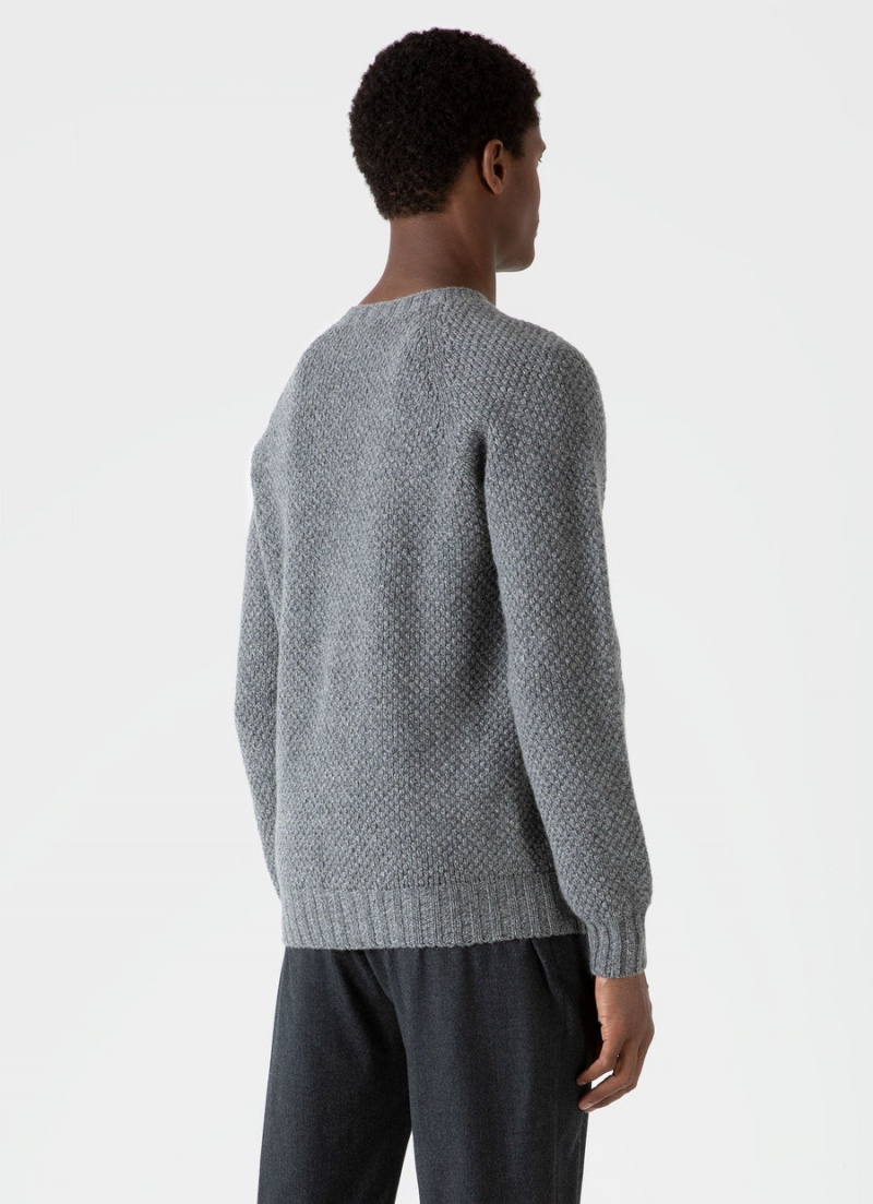 Blue Sunspel Lambswool Textured Jumper | 15923-RPZQ | USA