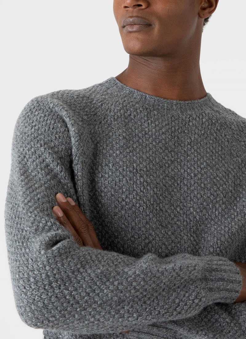 Blue Sunspel Lambswool Textured Jumper | 15923-RPZQ | USA