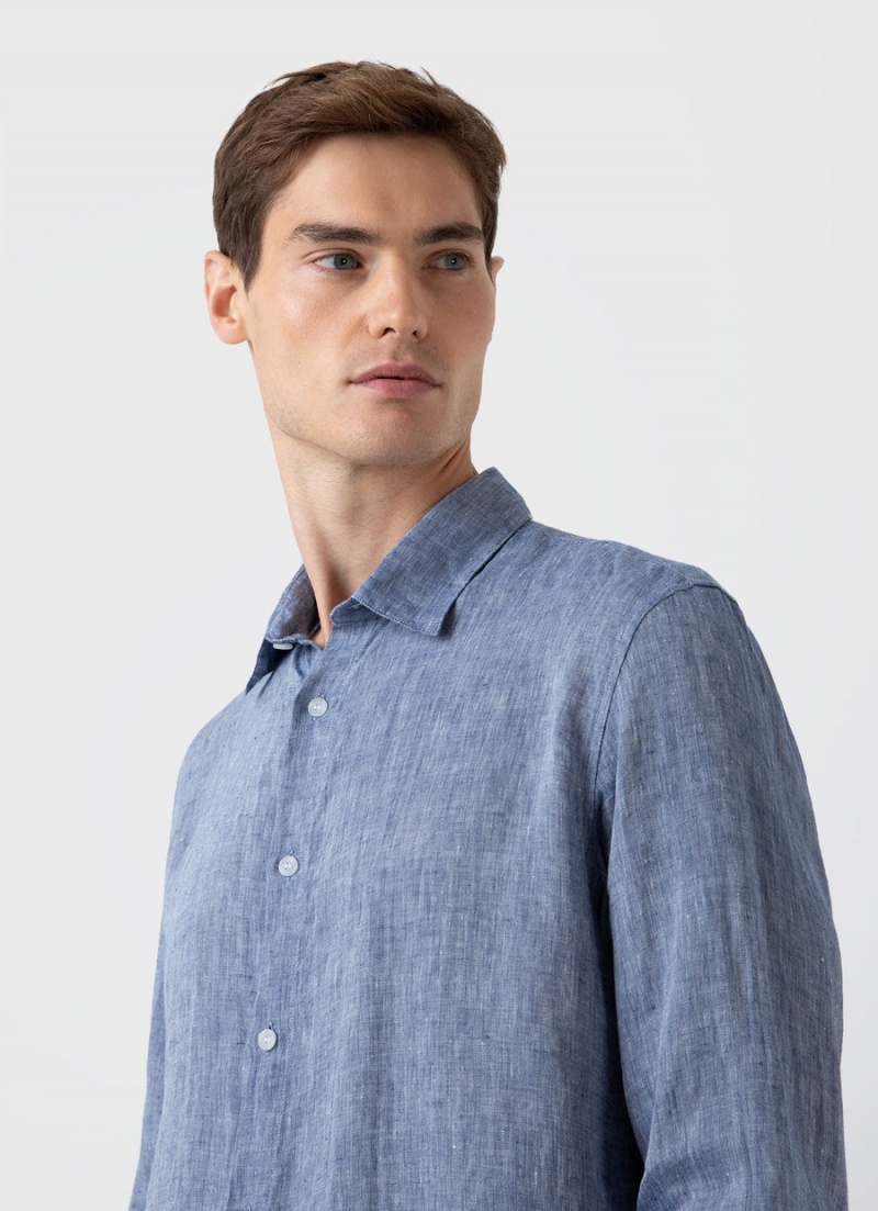 Blue Sunspel Linen Shirt | 21850-IODJ | USA