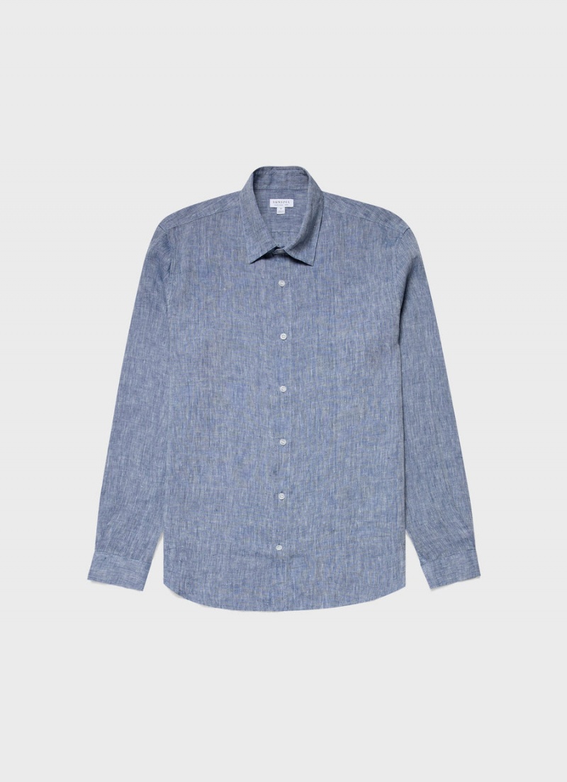 Blue Sunspel Linen Shirt | 21850-IODJ | USA