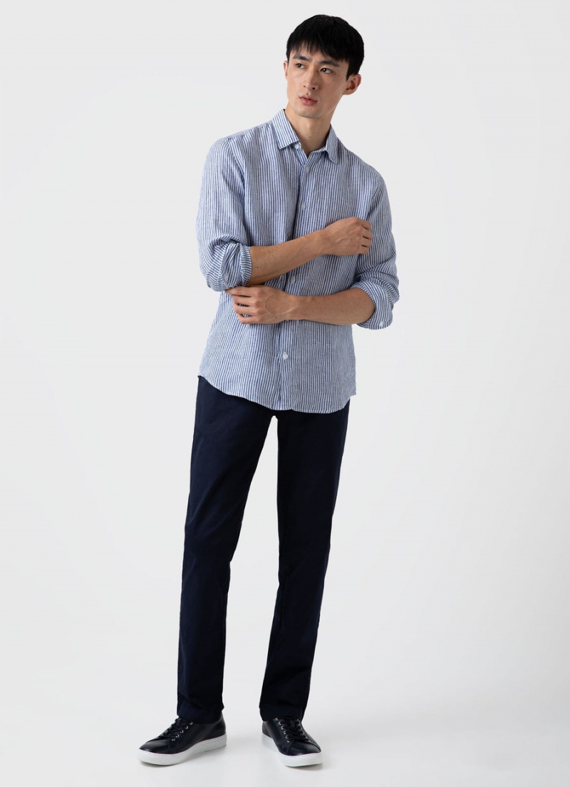 Blue Sunspel Linen Shirt | 93548-WUSY | USA