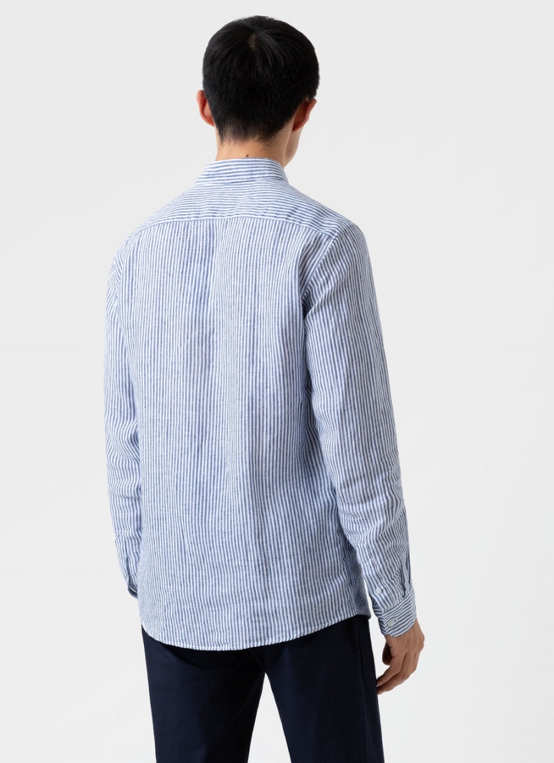 Blue Sunspel Linen Shirt | 93548-WUSY | USA