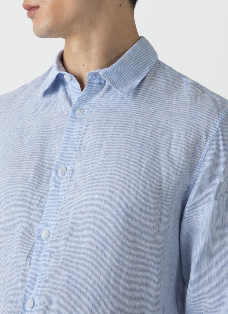 Blue Sunspel Linen Shirt | 94630-DQVM | USA