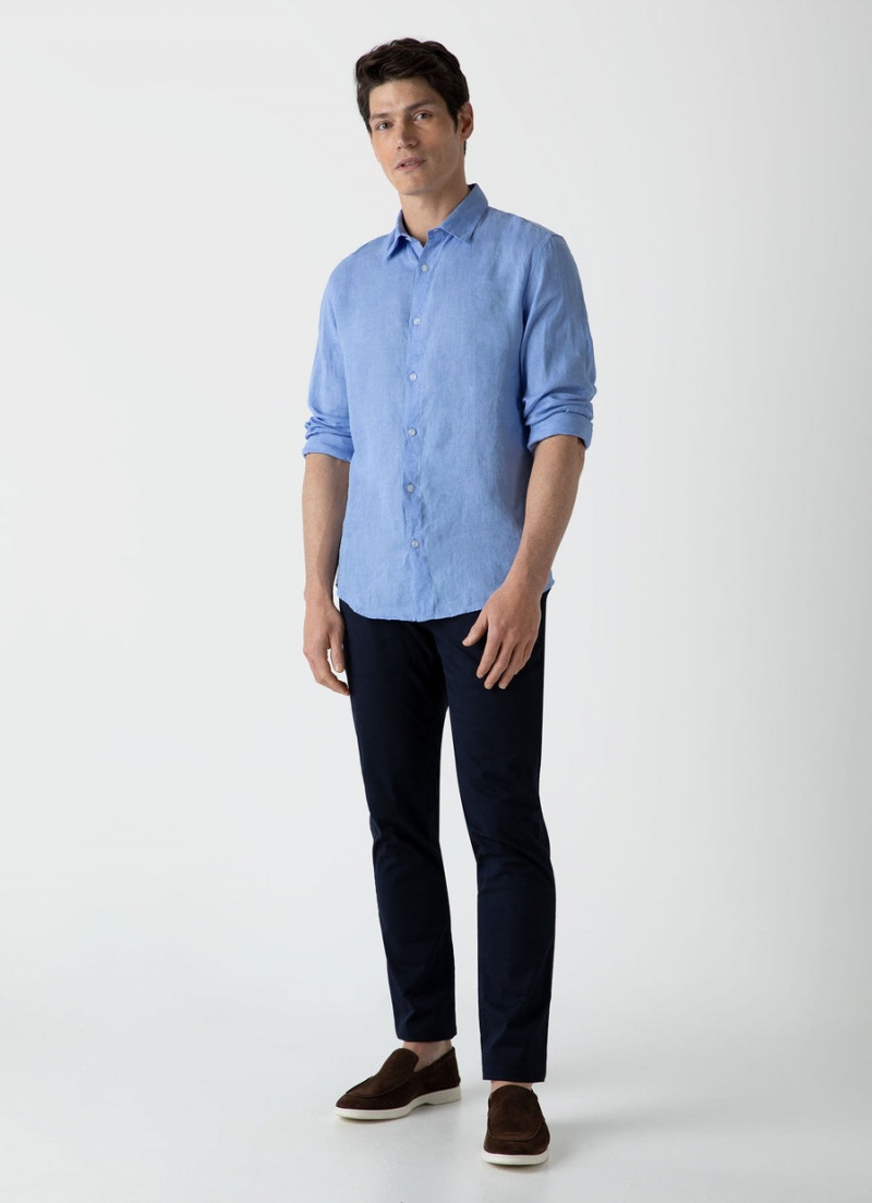 Blue Sunspel Linen Shirt | 97041-EBRQ | USA