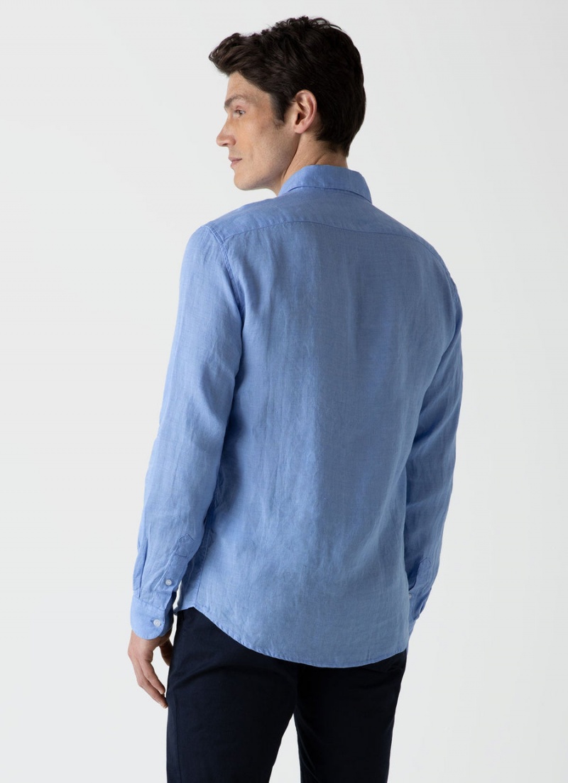 Blue Sunspel Linen Shirt | 97041-EBRQ | USA